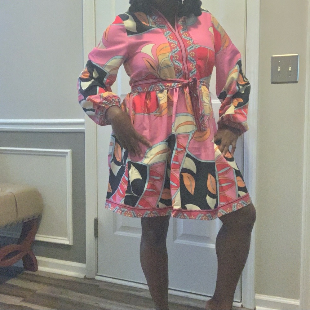 Abstract long sleeve multicolored mini dress. New. Purchased from boutique store